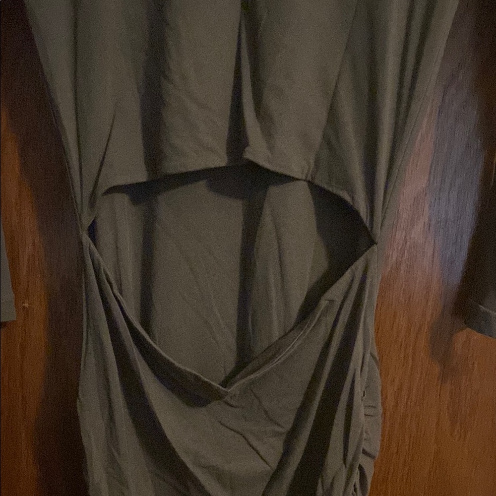 Standard James Perse Olive Green Ruched Long Sleeve Bodycon Dress - Picture 6 of 6